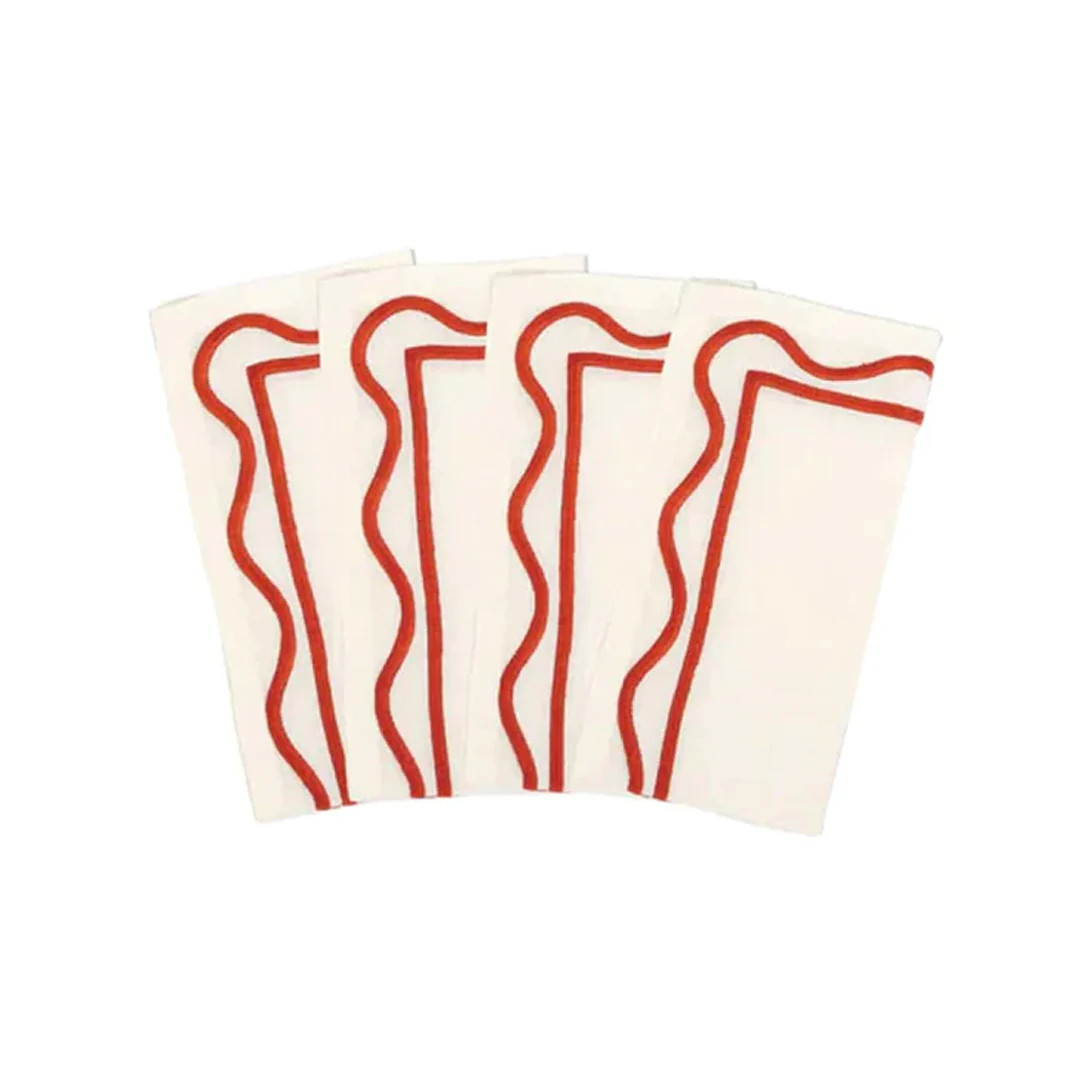 Colorblock Embroidered Linen Napkins (Set of 4) | Lakeview Home