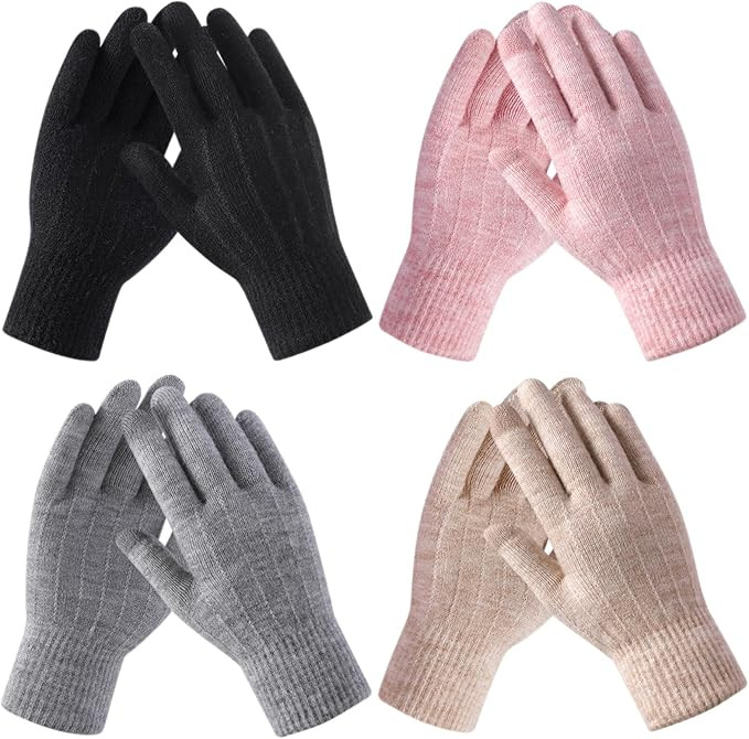 fauson Gloves for Women - 4 Pairs Winter Gloves for Women Men Cold Weather Thermal Warm Stretchy ... | Amazon (US)