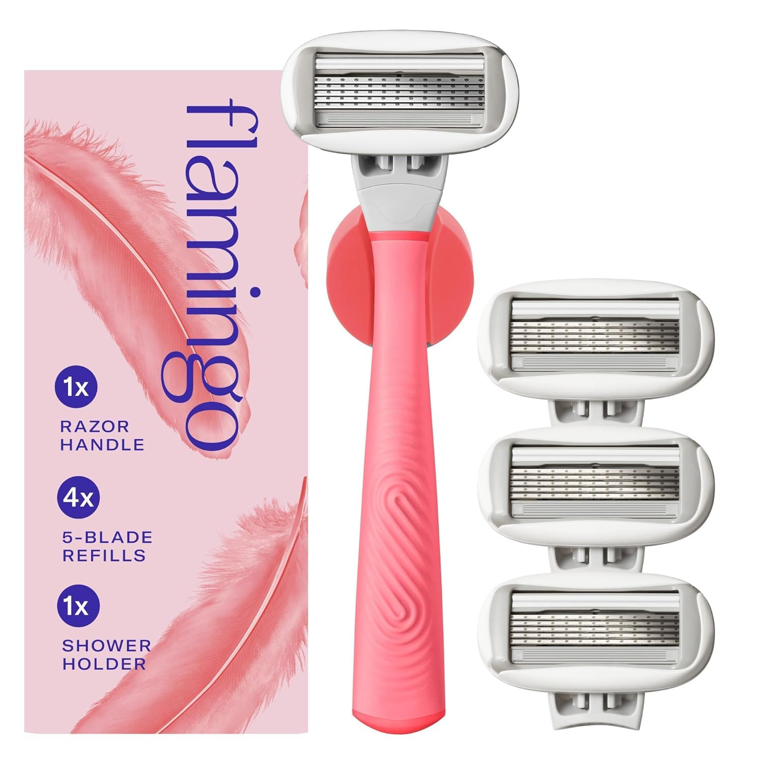 Flamingo Shaving Razor Set for Women - Original Razor Handle, 4 Blade Refills, and Shower Holder ... | Amazon (US)