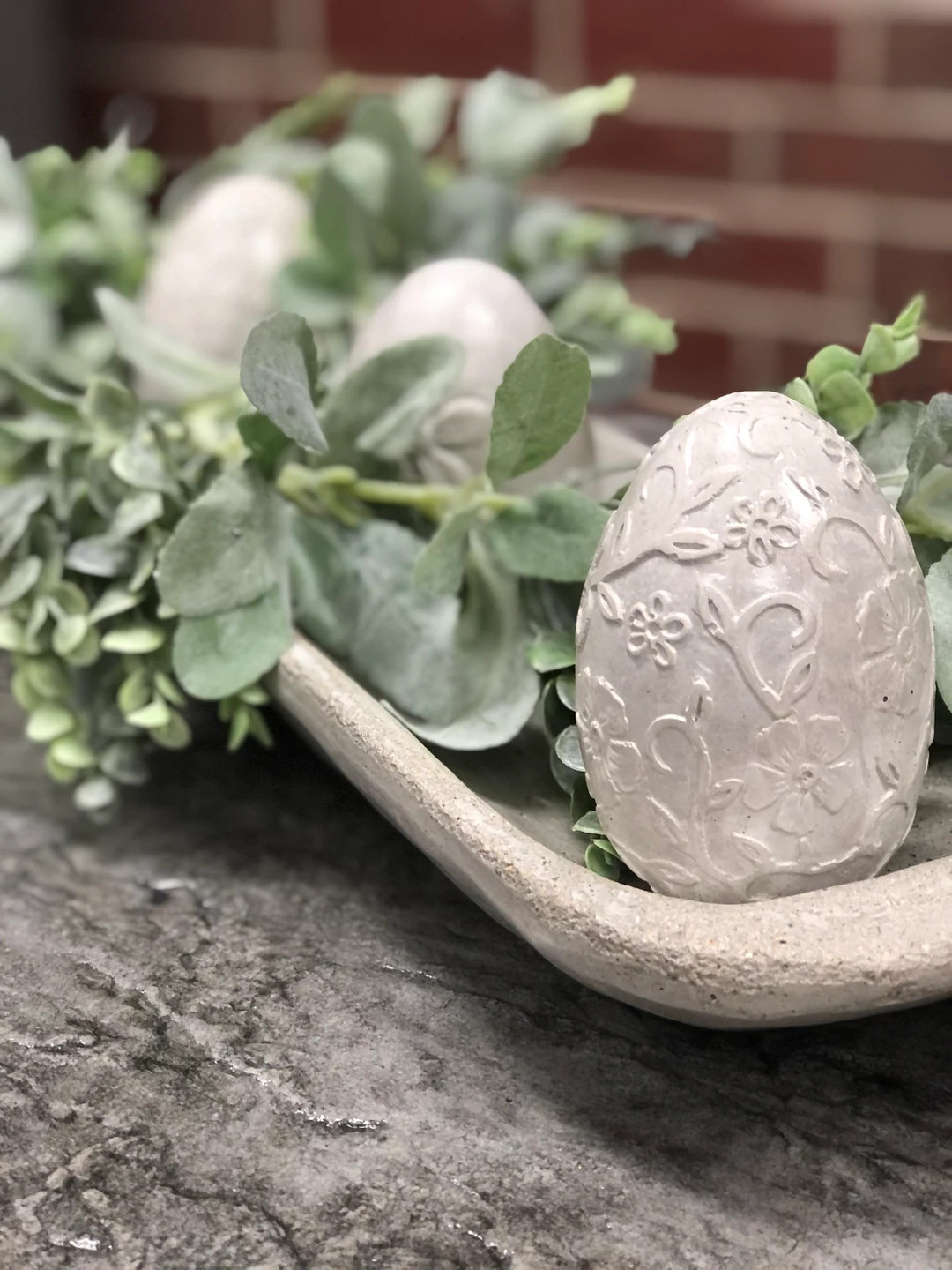 Decorative Concrete Spring Floral Egg Farmhouse Easter Egg Decoration Handmade in the USA Concret... | Etsy (US)