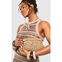 Womens Raffia Slouchy Clutch - Beige - One Size | boohoo (US & Canada)