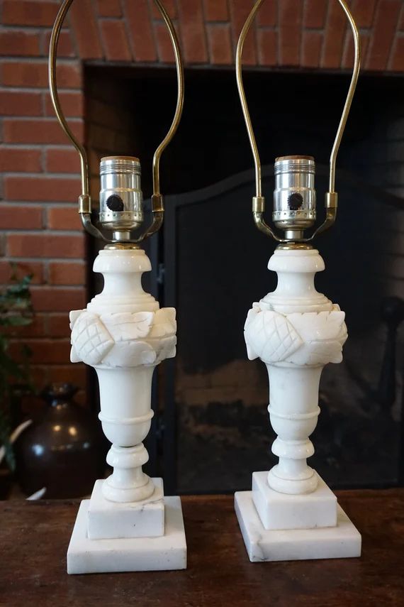 Vintage Carved Alabaster Italian Lamps - 1940s Neoclassical Style Alabaster Lamps | Etsy (US)