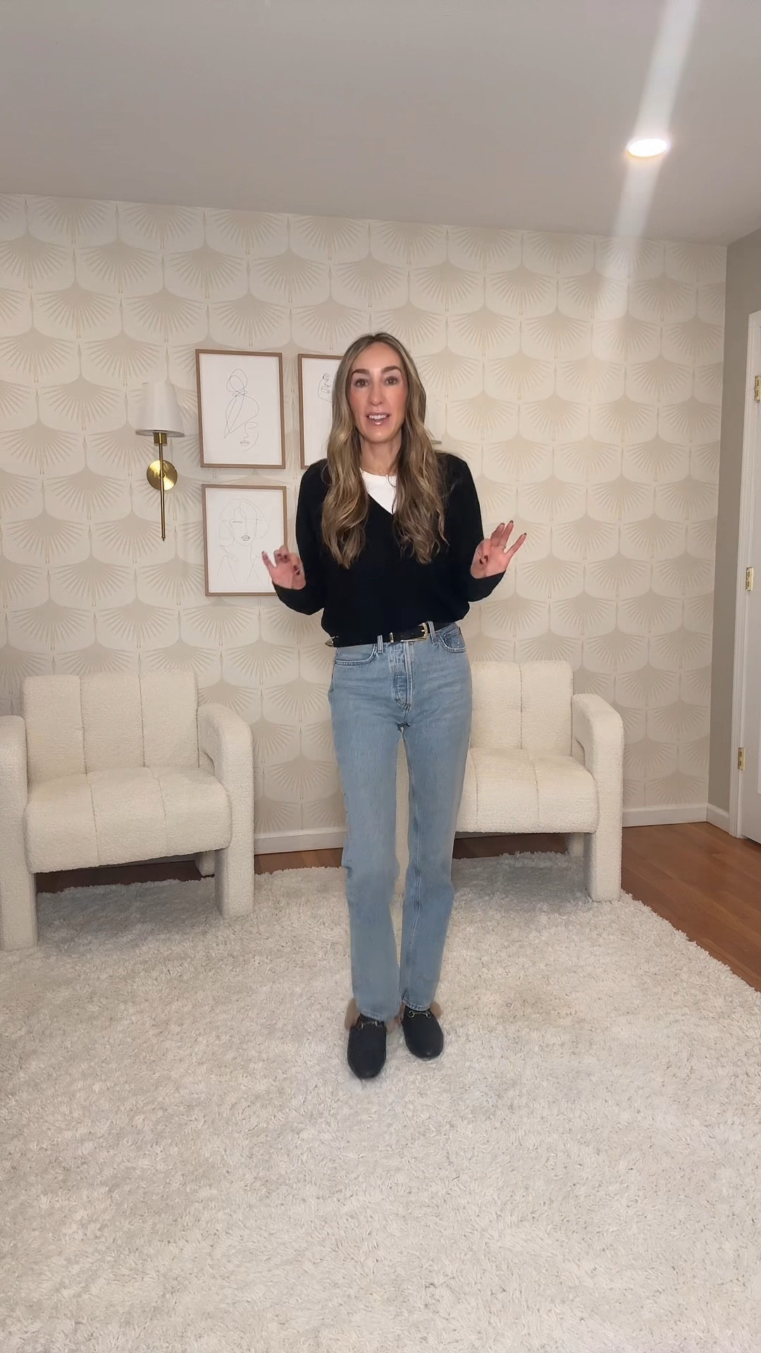 Go-to outfit! Everything about this outfit is a go-to. Jeans, mules, sweater, tee, belt and all!

#LTKootd