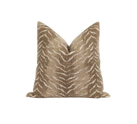 Tiger Print Pillow Cover, Neutral Decor Pillow, Brown Wheat Ombre Pillow Cover, Animal Skin Decor... | Etsy (US)