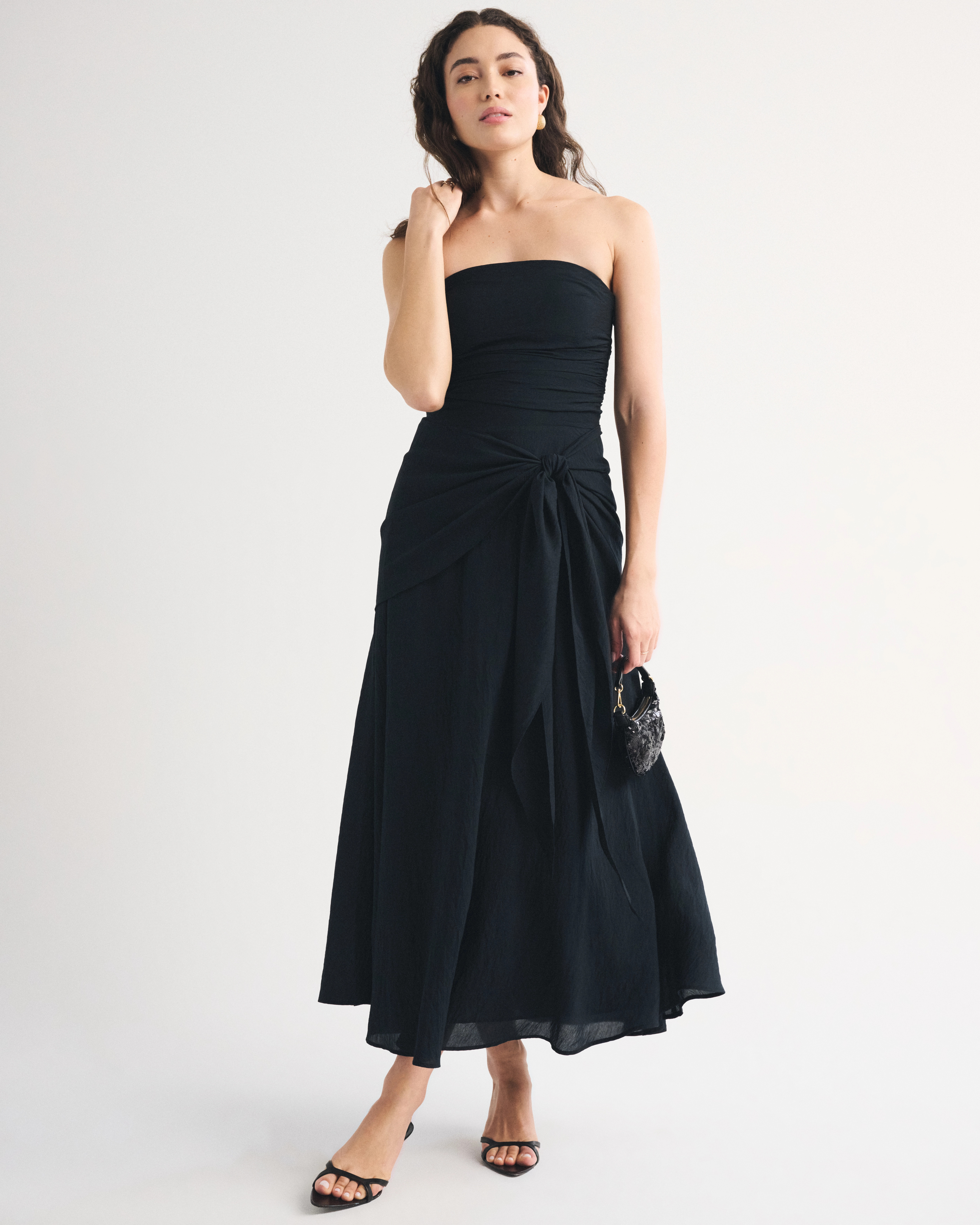 Bra-Free Strapless Draped Maxi Dress | Abercrombie & Fitch (US)