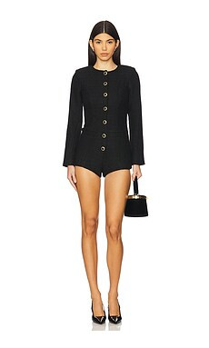 MAJORELLE Olivia Tweed Romper in Black from Revolve.com | Revolve Clothing (Global)