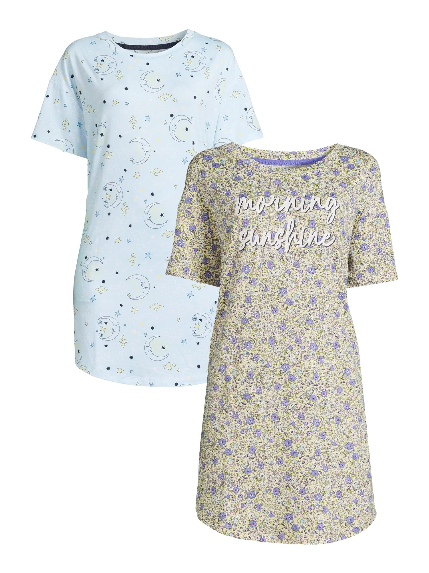 Secret Treasures Women's and Women's Plus Short Sleeve Sleepshirts, 2-Pack | Walmart (US)