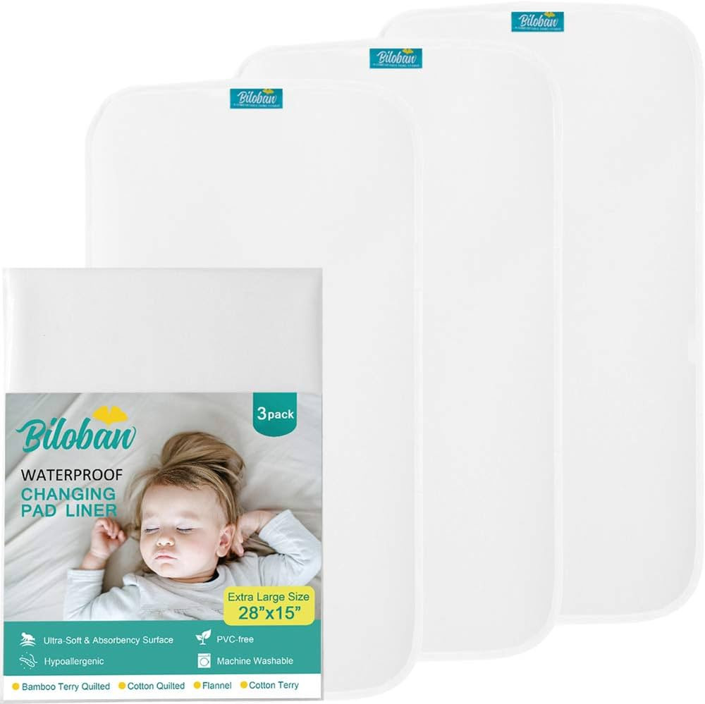 Biloban Changing Pad Liners 100% Waterproof (3 Count), Machine Washable & Dryer and Super Soft, E... | Amazon (CA)