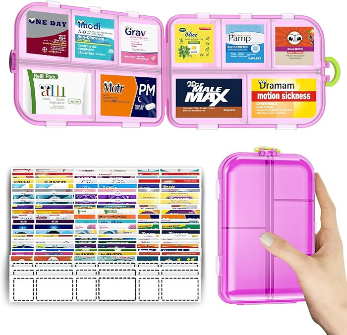 Pill Organizer Medicine Organizer Travel Essentials - Travel Pill Case with Labels, Large Daily M... | Amazon (US)