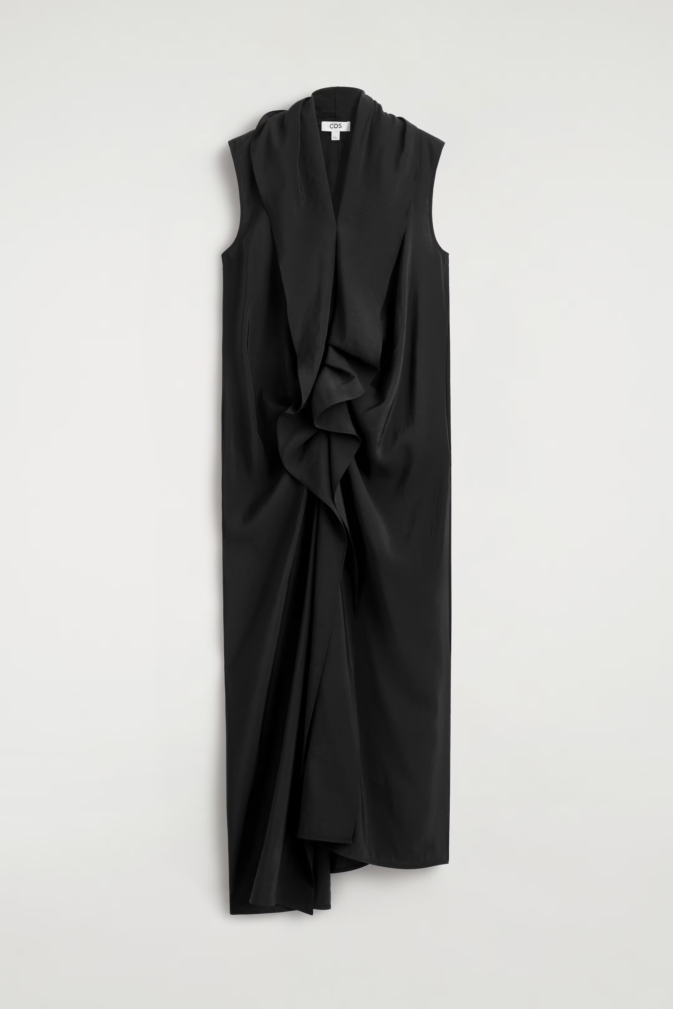 RUFFLED DRAPED MIDI DRESS - BLACK | COS GB | COS UK