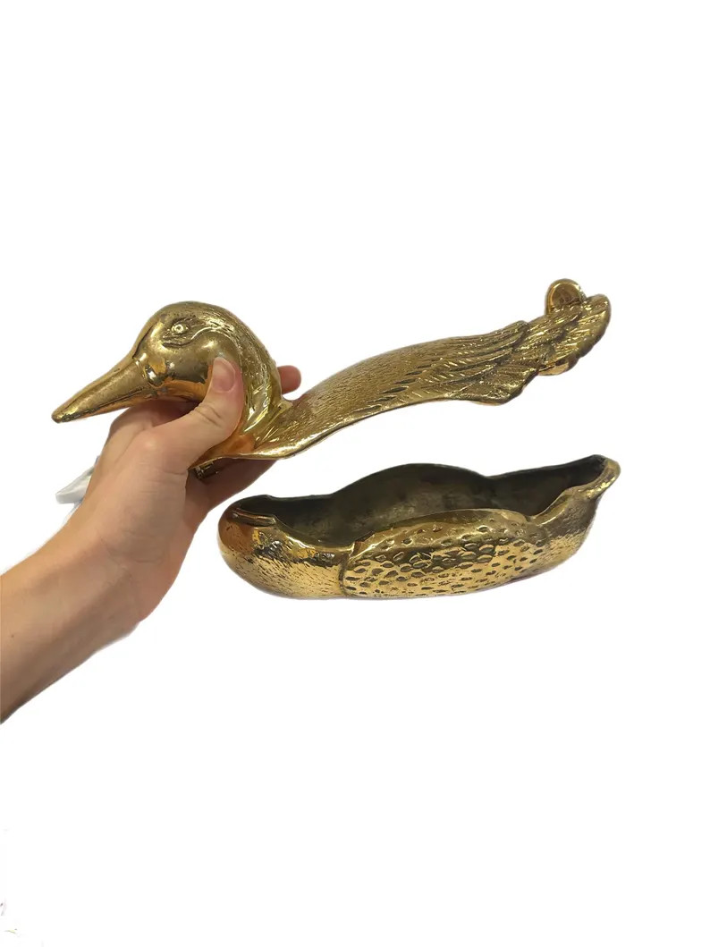 Vintage Solid Brass Duck Trinket Box – Mid Century Storage Container – Brass Waterfowl Décor... | Etsy (US)