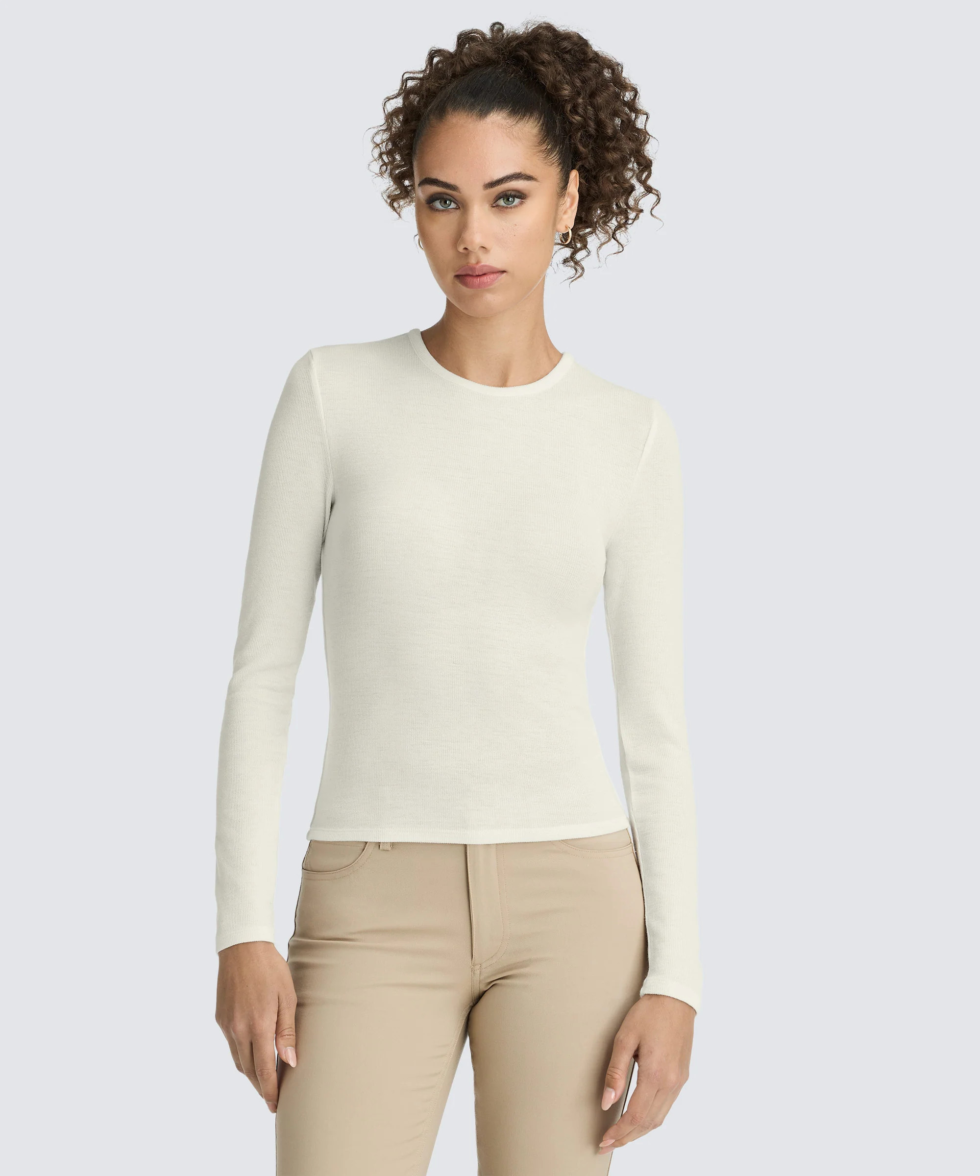 Women's Rib Fitted Long Sleeve Crew | Unbound Merino | Unbound Merino