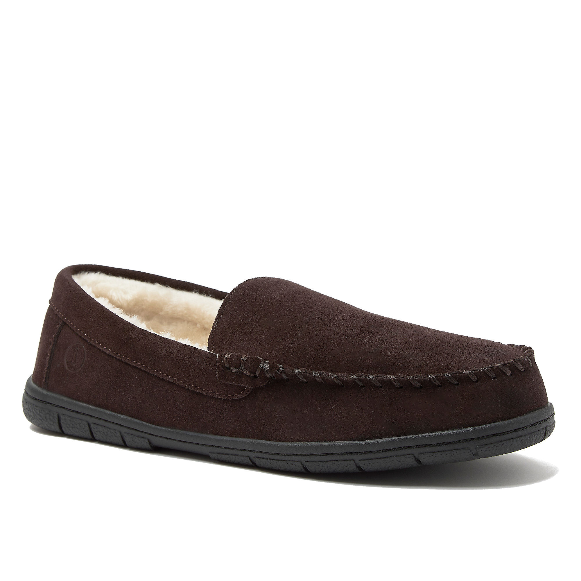 Men's Fuzzy Lined Suede Moccasin Slippers | Lands' End (US)