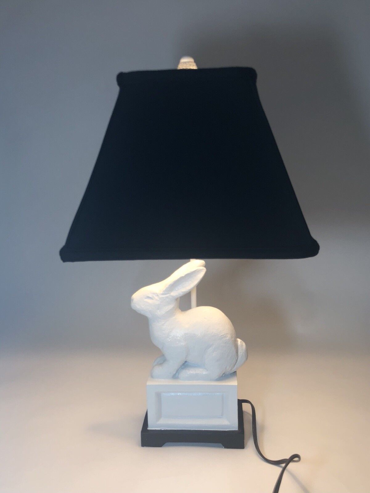 UTTERMOST White Rabbit /Bunny Table Lamp w/ Black Linen Shade Preowned Excellent  | eBay | eBay US
