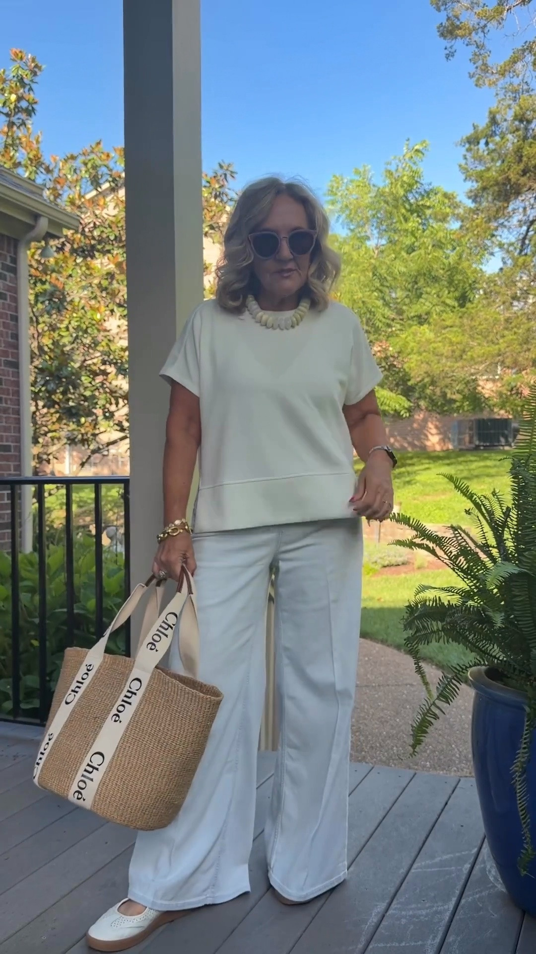 This all-white outfit is giving effortless summer chic! 🤍 These wide-leg pants are so flattering and create the perfect long, lean silhouette. Paired with a simple top, woven tote, and Mary Jane flats, it’s an easy look that feels polished without trying too hard.

Comfortable, classic, and perfect for warm-weather days, this is one I’ll be wearing on repeat.

💡 LTK MADE EASY
❤️ Heart = Support my posts!
🔖 Save = Get sale & restock alerts
📋 Lists = Keep favorites organized
📲 Share = Send lists and products to a friend. Hello, Christmas List!
💬 Comment = Ask me anything about what I’m wearing. :-)

#LTKootd #LTKOver40 #LTKSeasonal