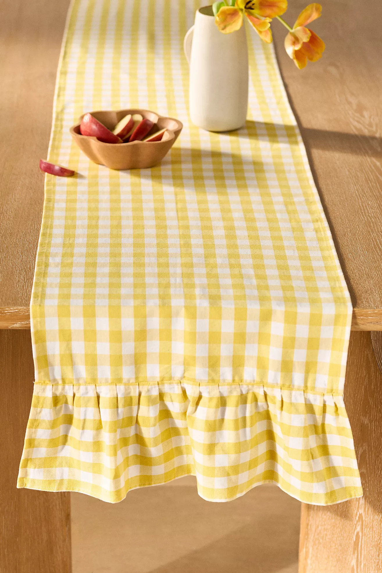 Galley & Fen Ruffled Gingham Table Runner | Anthropologie (US)
