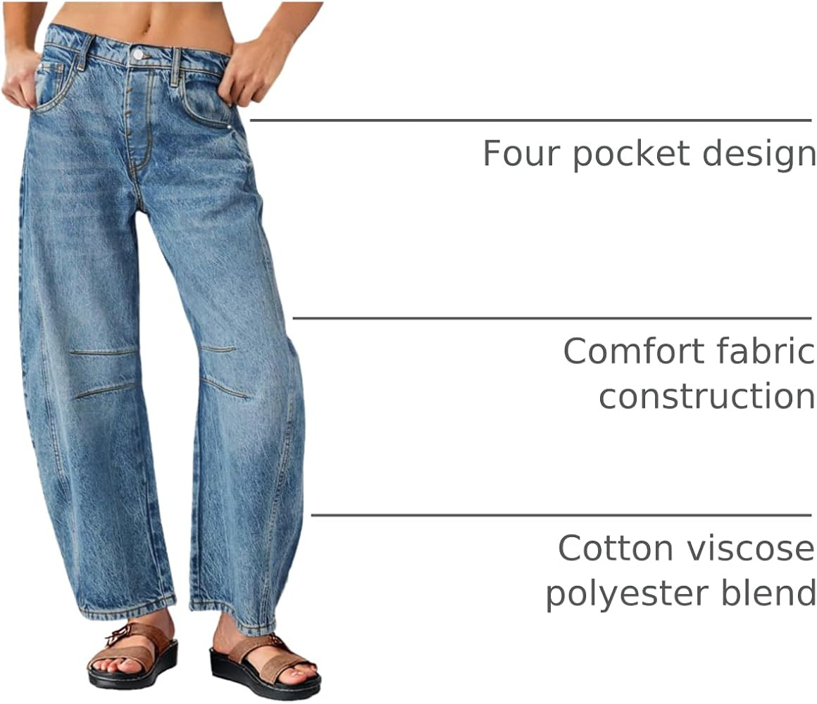 PLNOTME Women's Baggy Boyfriend Jeans Vintage Wide Leg Mid Rise Barrel Denim Ankle Pants | Amazon (US)