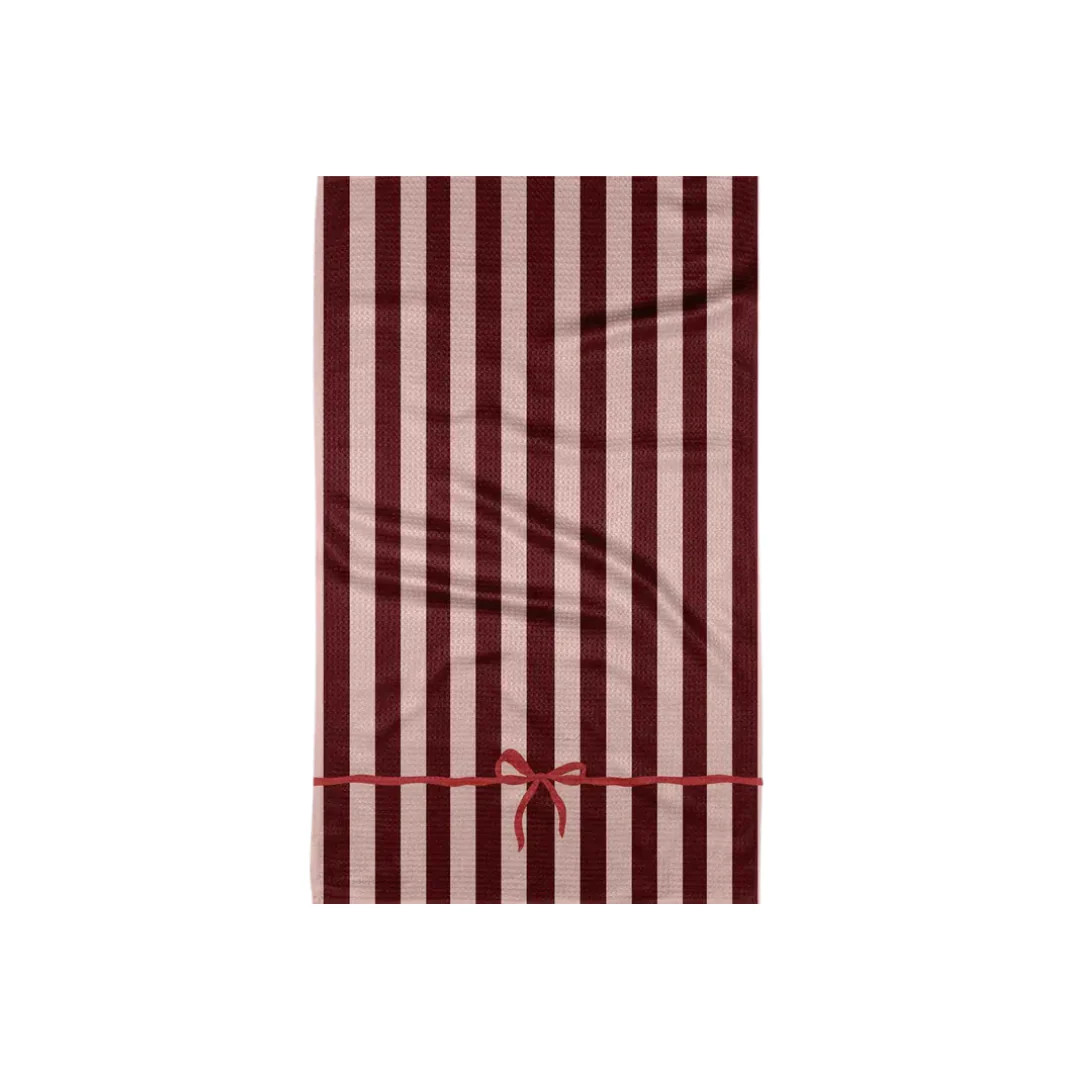 Holiday Bow Tea Towel | Pink Antlers