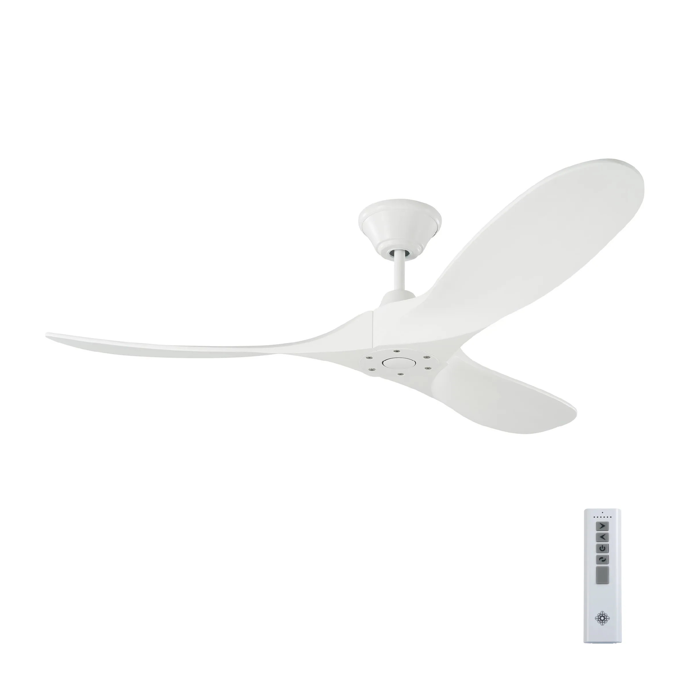 Generation Lighting Maverick 52-in Matte White with Matte White Blades Covered Outdoor Propeller Ceiling Fan Without Light and Remote Control | Lowe's