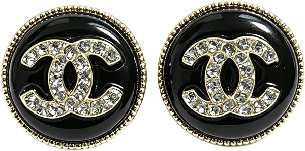 Black Enamel Gold Tone Rhinestone Vintage Round Stud Earrings for Women | Amazon (US)