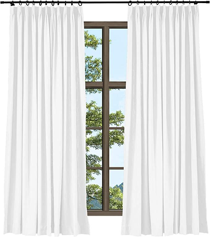 TWOPAGES Heavyweight Linen Cotton Pinch Pleat Curtain for Living Room, Window Drape Paper White N... | Amazon (US)