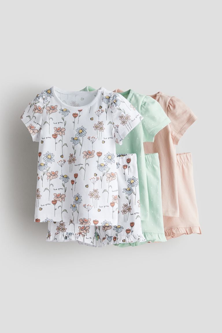 3-pack Pajamas - White/floral - Kids | H&M US | H&M (US + CA)