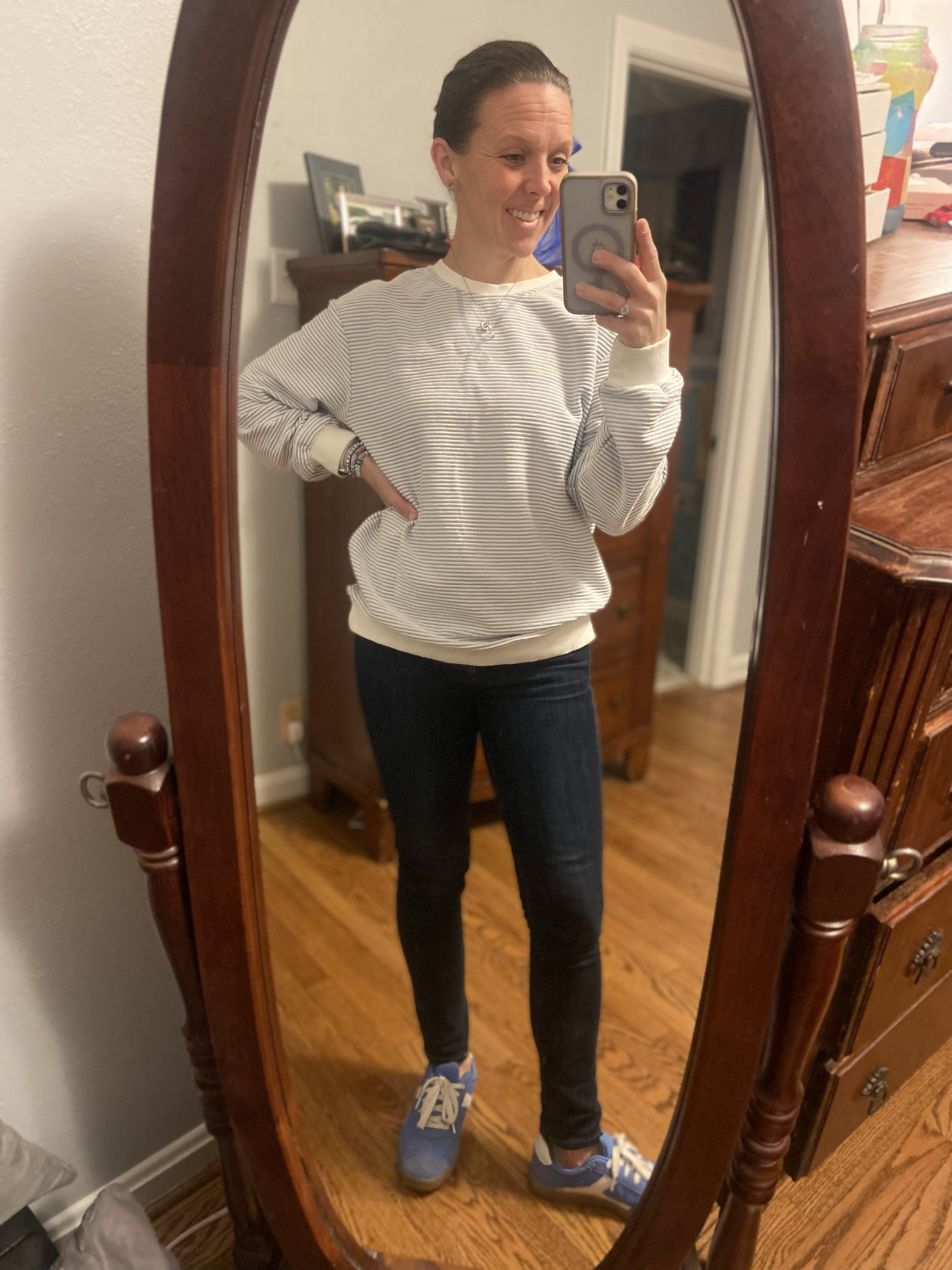 ON SALE - This sweatshirt just came in and I am loving it ! It has a relaxed fit, ribbed texture, and is very comfortable.  My jeans are on sale and are a staple in my wardrobe. 


#LTKOver40 #teacheroutfit #amazon #gap #gapfactory #gapjeans #darkwashdenim #LTKSaleAlert #salefinds #sweatshirt #stripedsweatshirt #skinnyjeans #salejeans 

#LTKSeasonal #LTKootd #LTKU