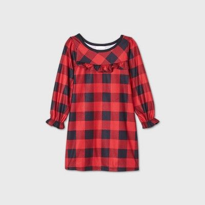 Toddler Girls' Holiday Buffalo Check Flannel Matching Family Pajama Nightgown - Wondershop™ Red | Target