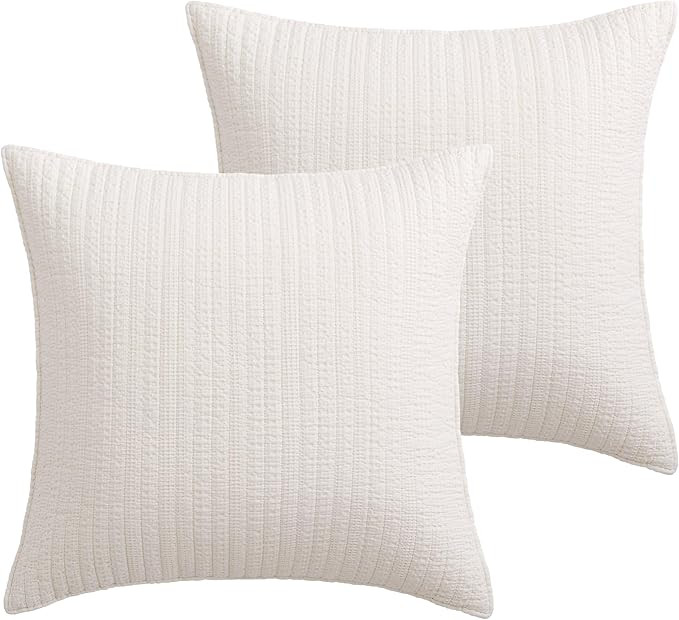 Amazon.com: Levtex Home - Loden - Euro Sham Set of 2 - Textured - Cream - (26x26in.), No Insert -... | Amazon (US)