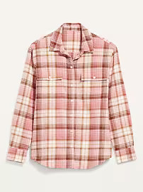 Long-Sleeve Plaid Flannel Boyfriend Tunic Shirt for Women | Old Navy (US)