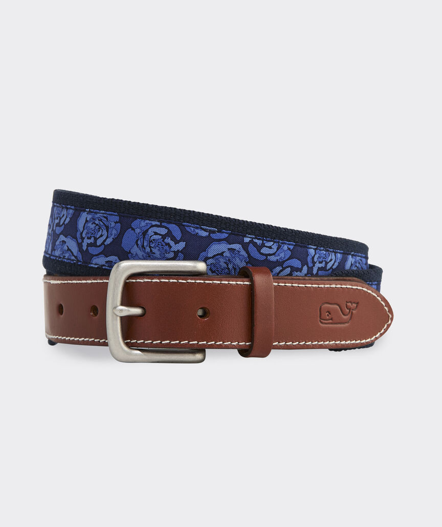 Kentucky Derby Painted Roses Canvas Club Belt | vineyard vines