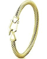 Twisted Cable Bracelet Stylish Fine Stainless Steel Cable Cuff Bracelet with Hook Clasp Bracelets... | Amazon (US)