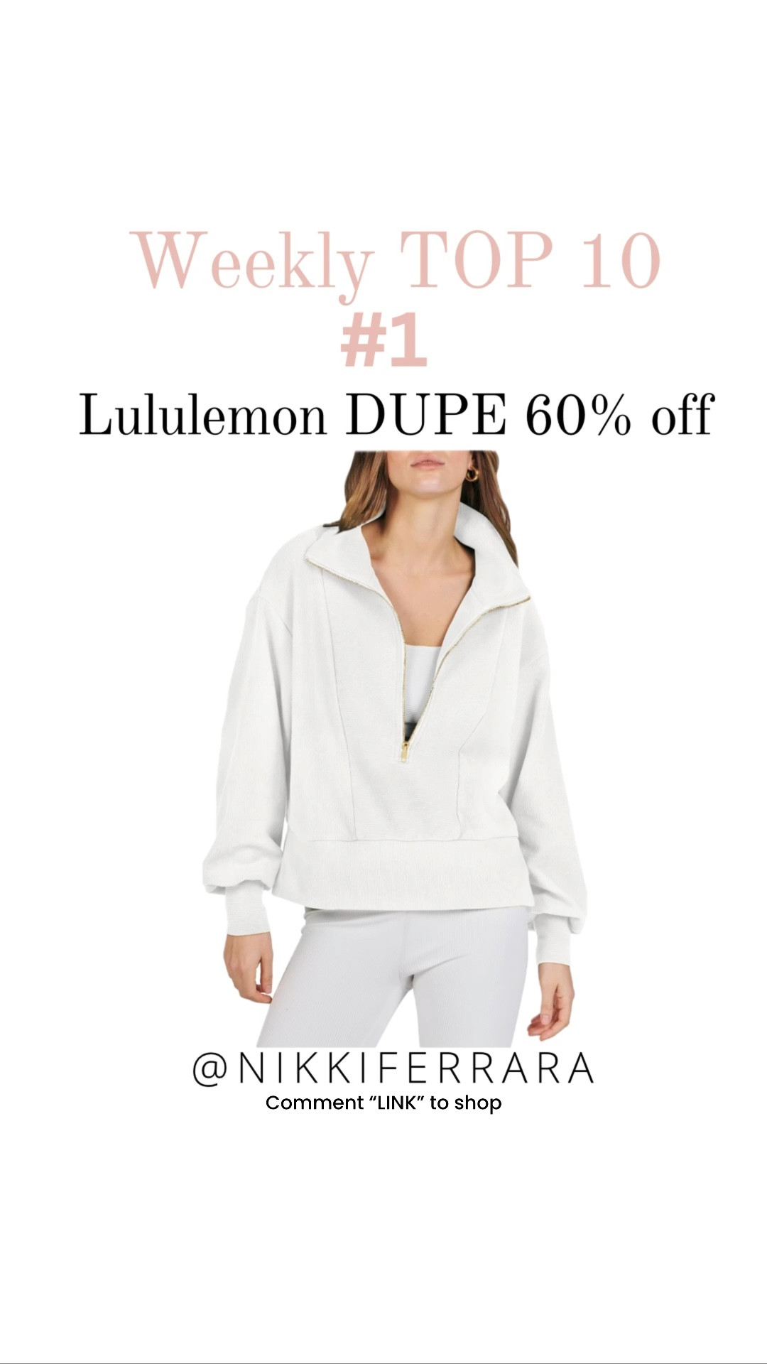 WEEKLY TOP 10 on AMAZON🤍🫶
Lululemon, Free People & Spanx DUPES
.
Lululemon, Amazon, joggers, Lululemon dupes, aritizia dupes, Amazon sweatshirt, Amazon quarter zip, quarter zip, free people dupes, loungewear, winter outfits, cozy outfits, casual outfits, Amazon joggers, Amazon cropped vest, cropped vest, ribbed cropped vest, beige vest, tan puffer vest, black puffer vest, beige cropped puffer vest, Ugg dupes, Ugg tazz dupes, black cropped puffer vest, quarter zip, free people quarter zip dupe, free people set, travel outfit, comfy travel outfit, two piece set, viral Amazon, viral Amazon two piece set, 2 piece set

#LTKfitness #LTKsalealert #LTKVideo