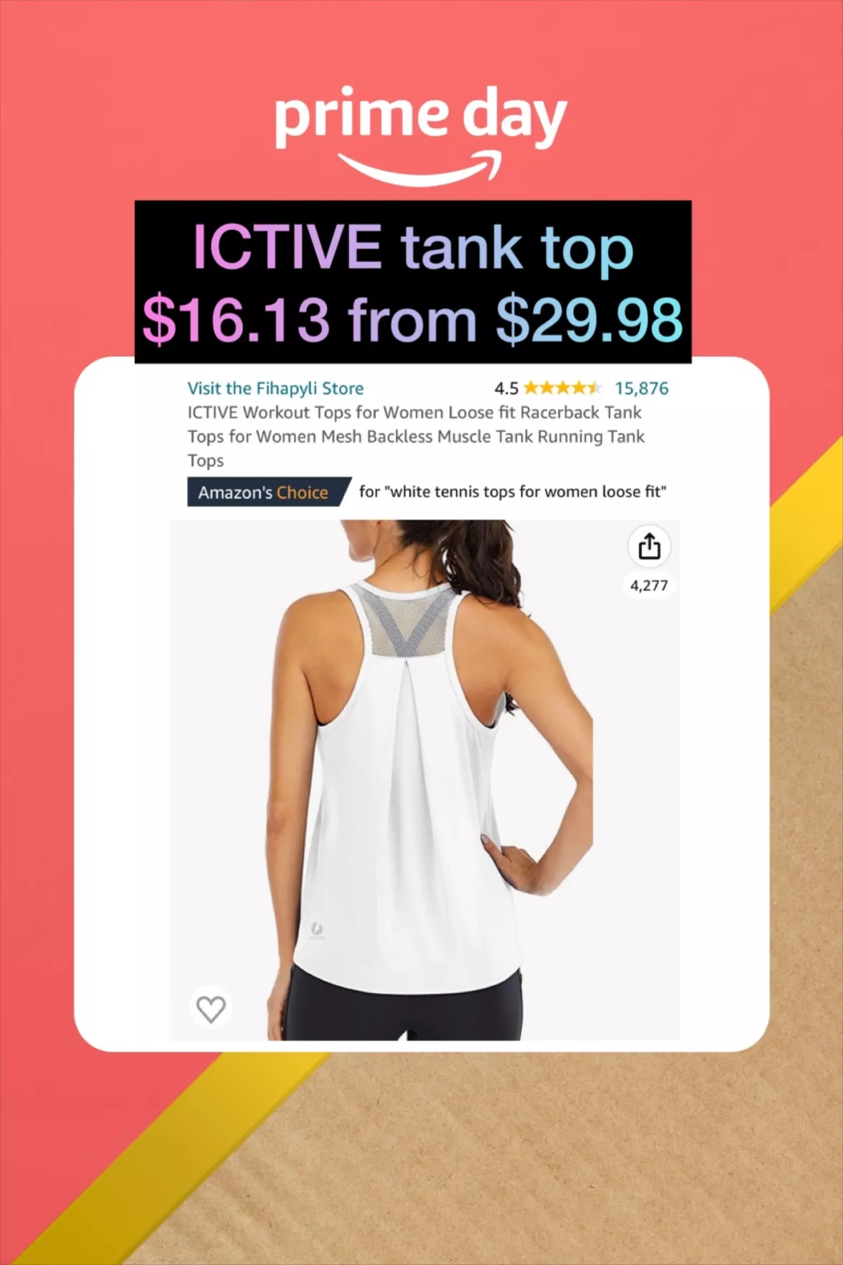 ICTIVE Workout Tops for Women Loose fit Racerback Tank Tops for Women Mesh  Backless Muscle Tank Running Tank Tops
