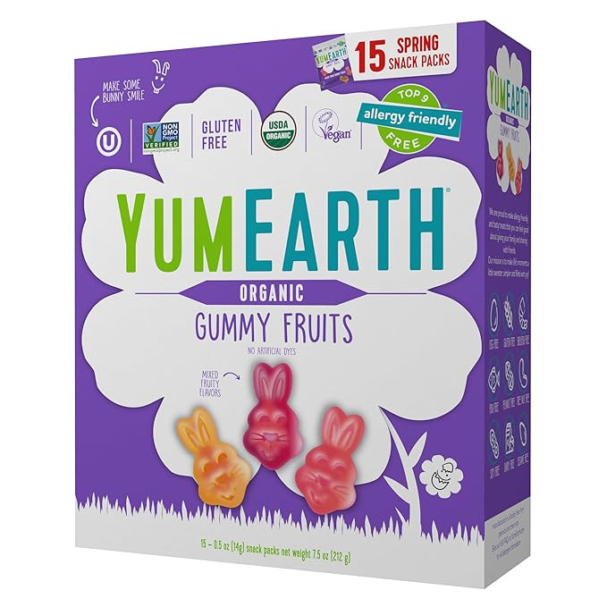 YumEarth Organic Easter Gummy Fruits Chewy Candy - Allergy Friendly (Top 9 Free), No Artificial D... | Amazon (US)