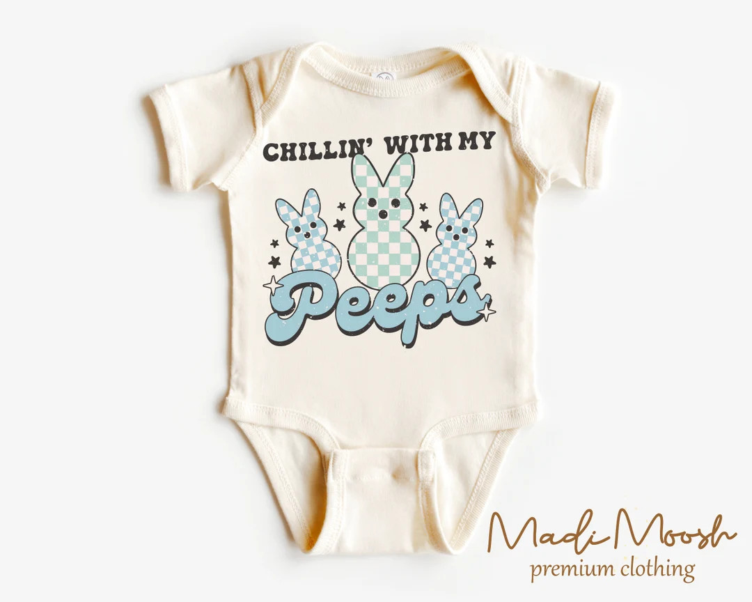 Chillin With My Peeps Easter Baby Onesies® Easter Skateboard Bodysuit Natural Onesies® - Etsy | Etsy (US)