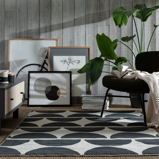 Buy Habitat Mid Century Mini Geo Rug - Grey & White - 160x230cm | Rugs | Habitat | Habitat UK