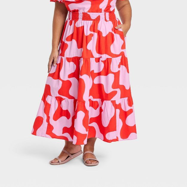 Women's Plus Size Tiered Woven Maxi Skirt - Ava & Viv™ | Target