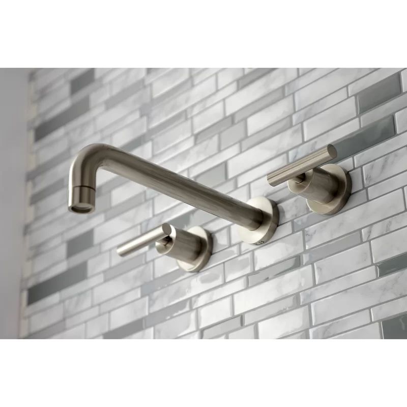 Brushed Nickel Manhattan Double Handle Wall Mounted Tub Spout (Part number: KS8028CML) | Wayfair North America