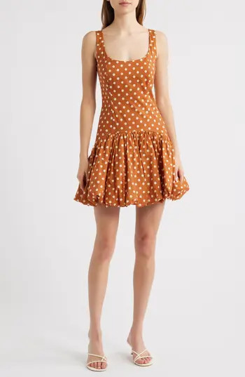 Hutch Sleeveless Drop Waist Bubble Hem Minidress in Copper Dots at Nordstrom Rack, Size 8 | Nordstrom Rack