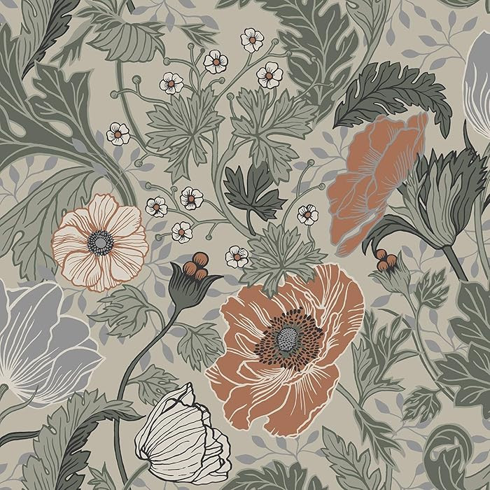 A-Street Prints 2948-33001 Anemone Floral Wallpaper, Grey | Amazon (US)