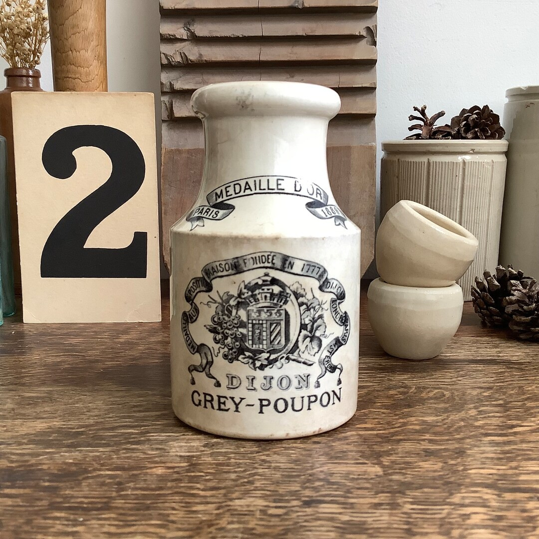 Grey Poupon Dijon French Antique Stoneware Pot - Etsy | Etsy (US)
