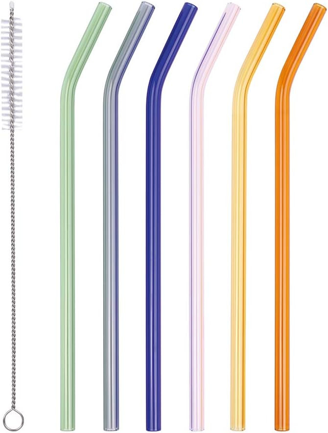 Reusable Glass Straws - 9" L x 8 mm W - Smoothie Drinking Straws for Smoothie, Milkshakes, Pack o... | Amazon (US)