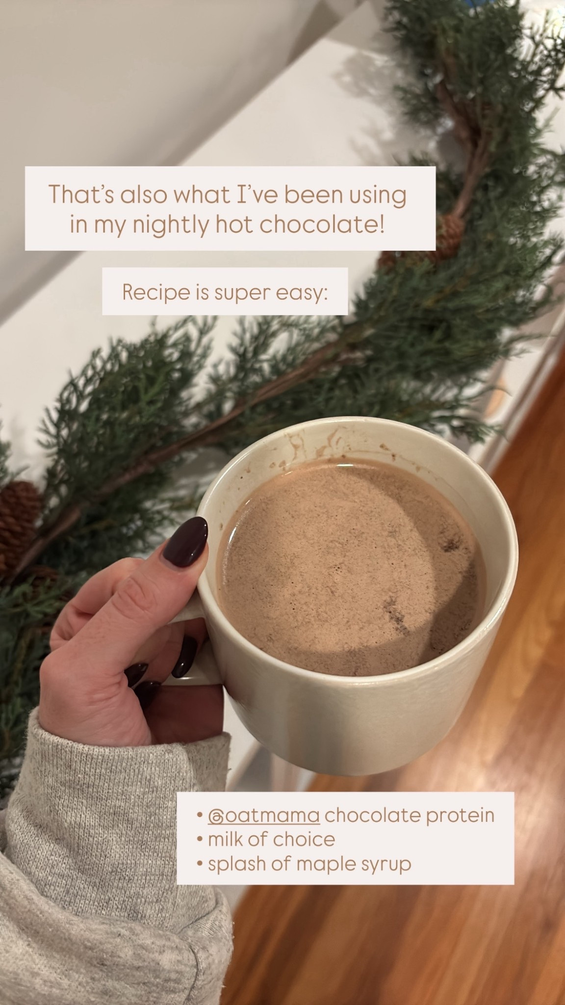 Easiest, yummy, lactation supporting hot chocolate recipe: Oat Mama chocolate protein, milk of your choice, splash of maple syrup. That’s it! Combine and heat! 

#LTKselfcare #LTKdayinmylife #LTKmomlife