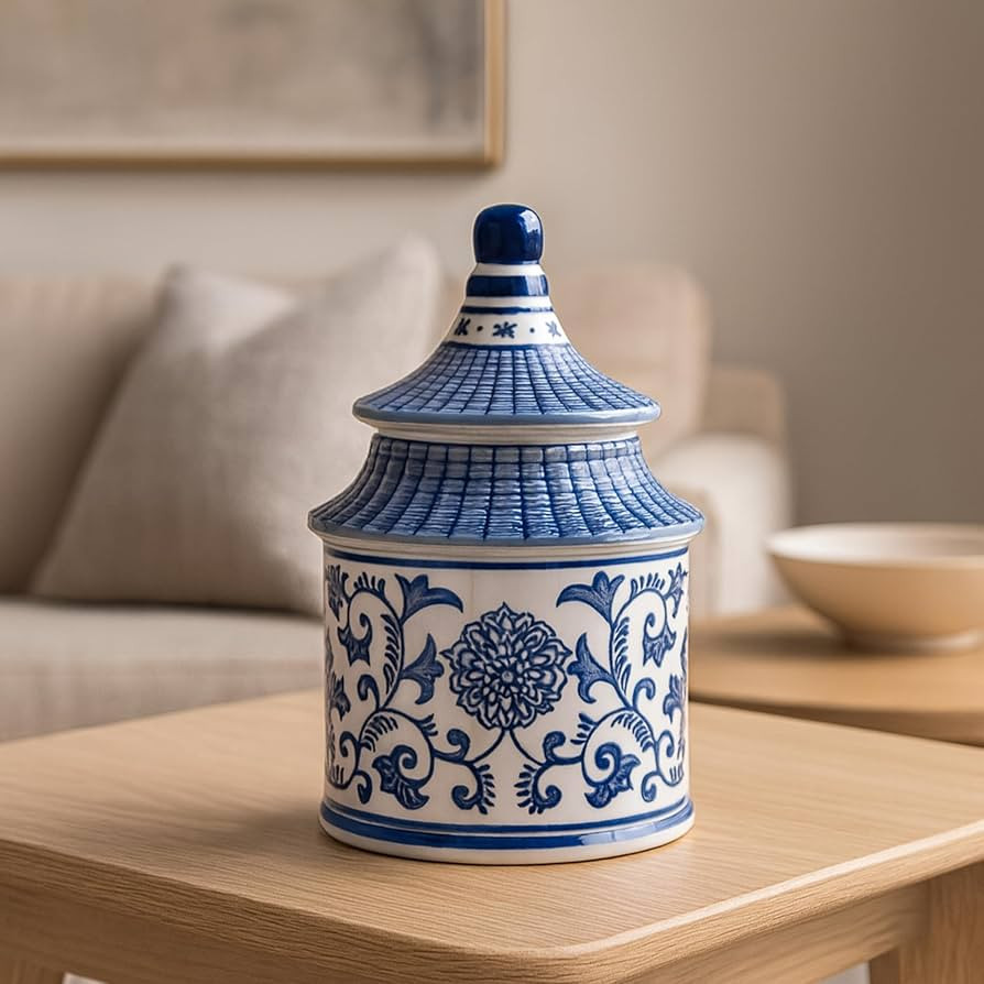 Plumeria Chinoiserie Candle Holder Jar – Pagoda-Inspired Decorative Taper Candle Holders – El... | Amazon (US)