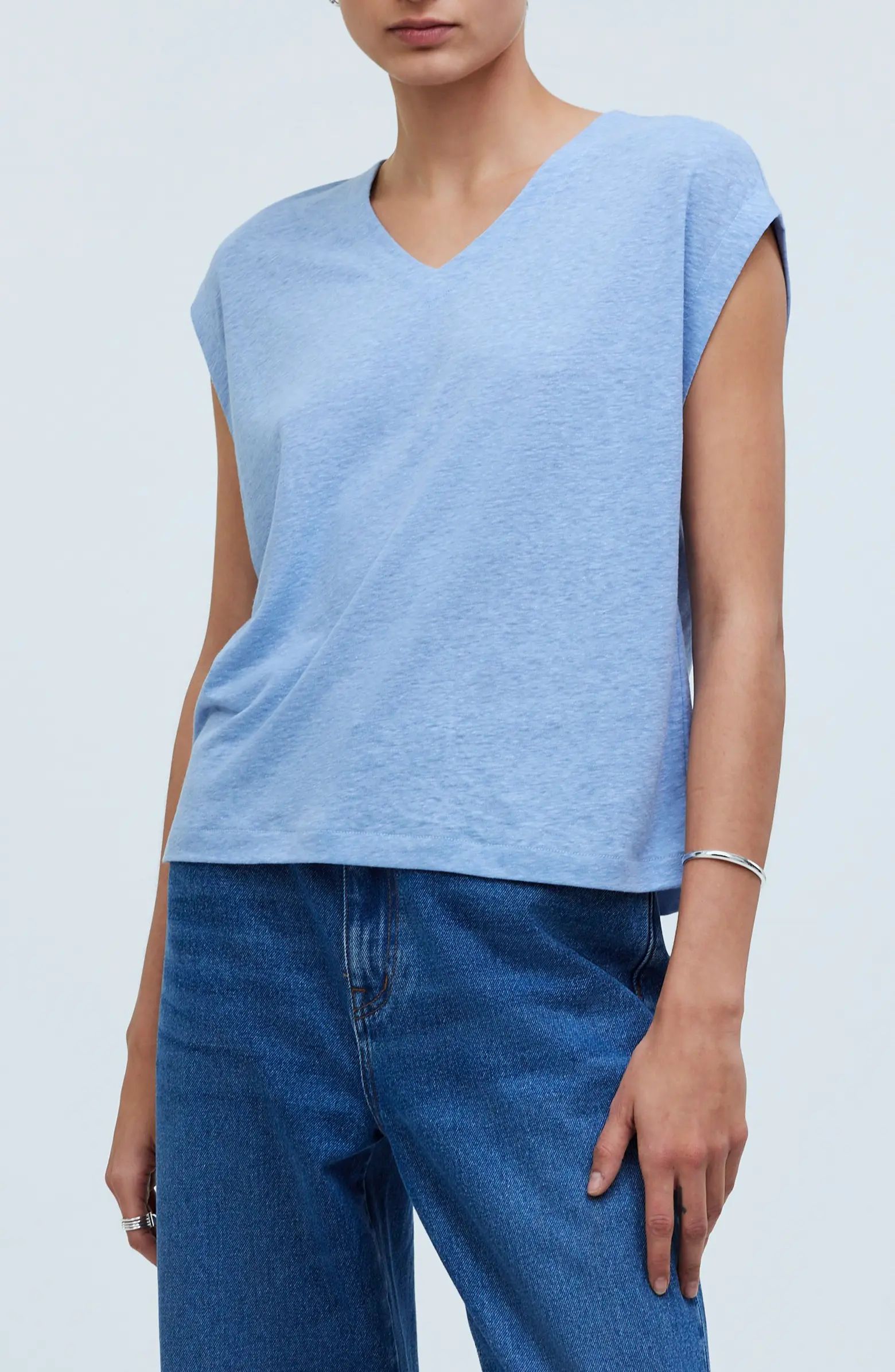 Madewell Relaxed Linen Blend V-Neck T-Shirt | Nordstrom | Nordstrom