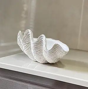 Huey House Small Replica Clam Shell Sculpture - 8.75Lx 5.6Wx 4.33H Handcrafted White Resin Seashe... | Amazon (US)