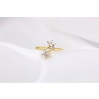 14Kt Yellow Gold & Diamond Flower Ring, Dainty Diamond Push Present, Cluster Open Gifts For Her | Etsy (US)