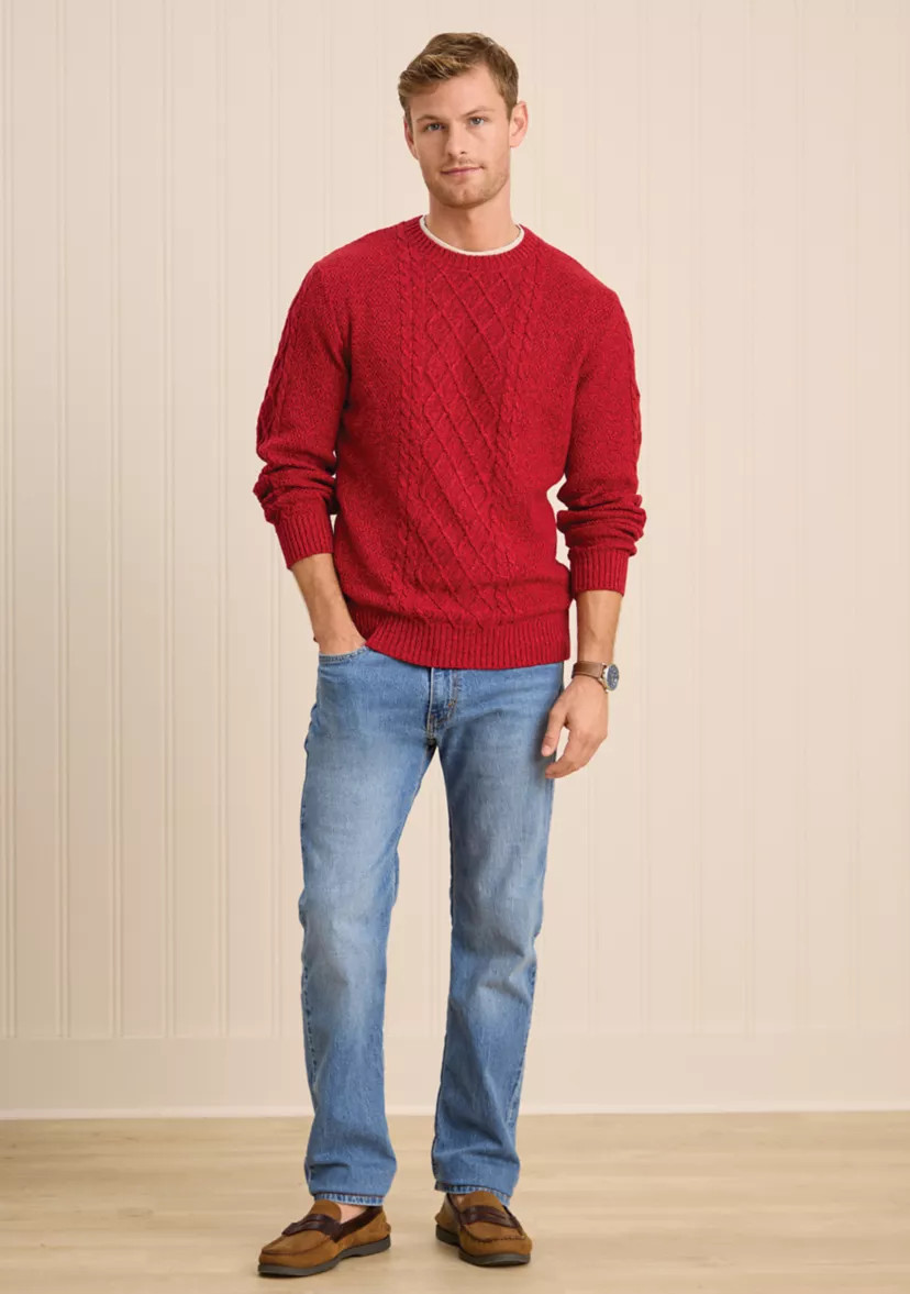 Sewing Down South x Crown & Ivy™ Cable Knit Crewneck Sweater | Belk