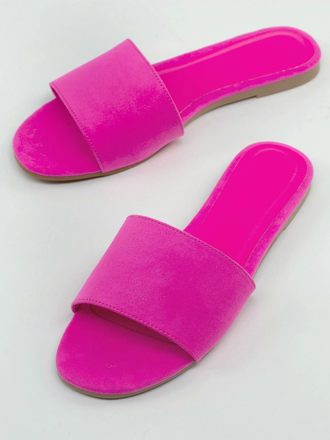 One Band Open Toe Flat Slide Sandals | SHEIN